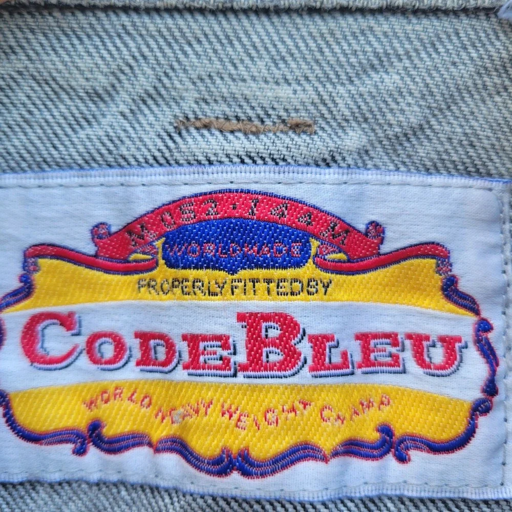 VTG Code Bleu Acid Wash Distressed Denim Trucker Jacket Men S Made in Japan 80s